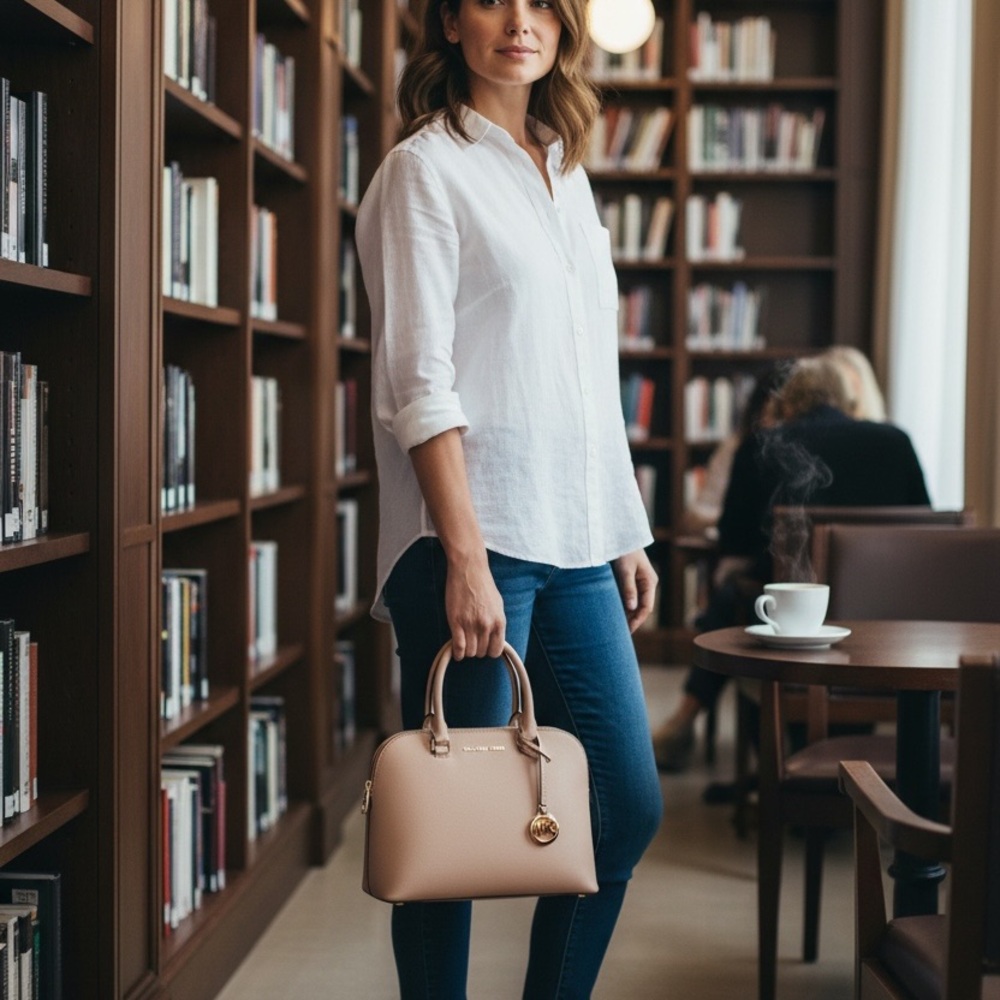 Expires in five hours Michael Kors Tan -Pink Satchel - Picture 2 of 14